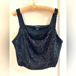 Rachel Zoe sequined crop top - Black - LRG